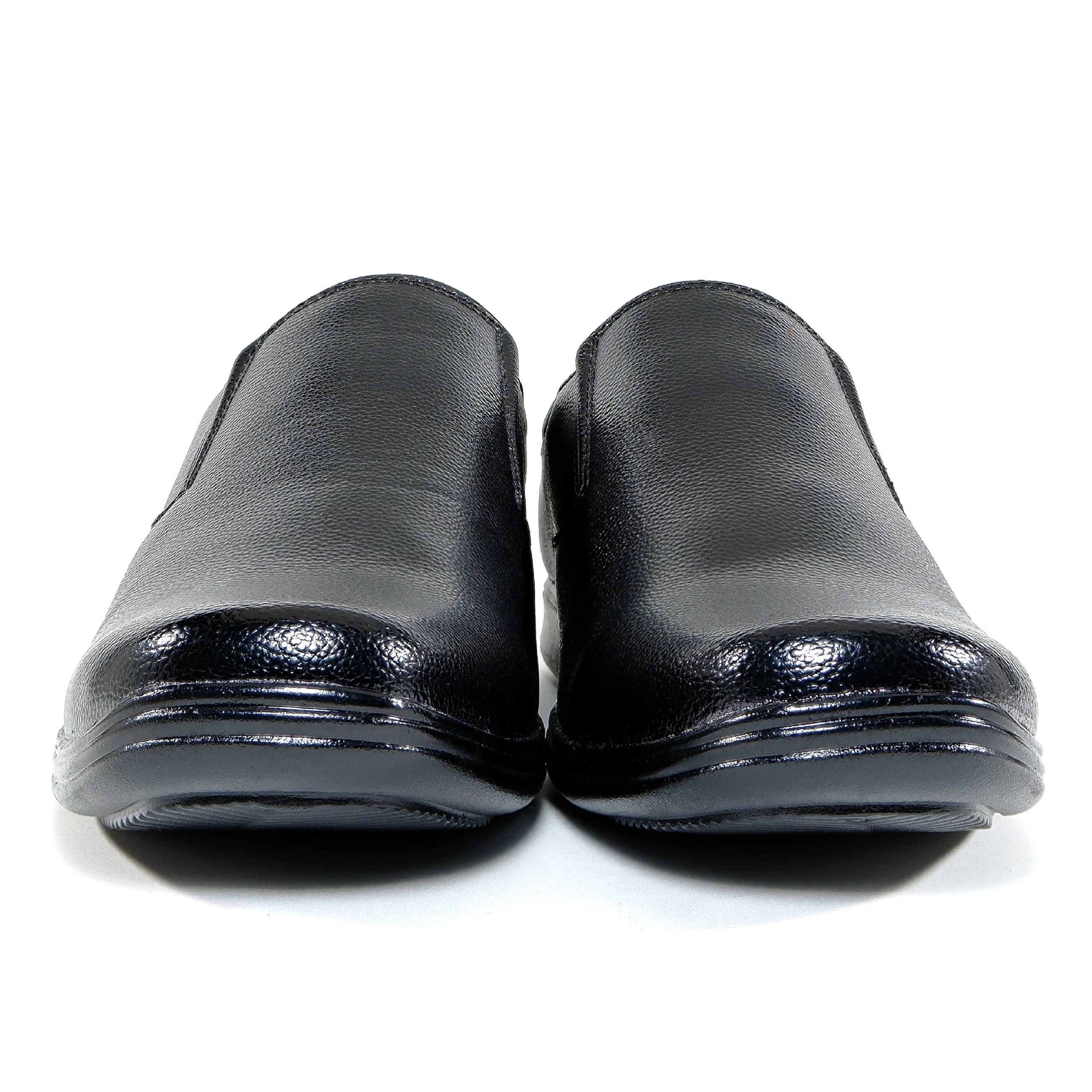 Classic black leather dress shoe on a clean white background