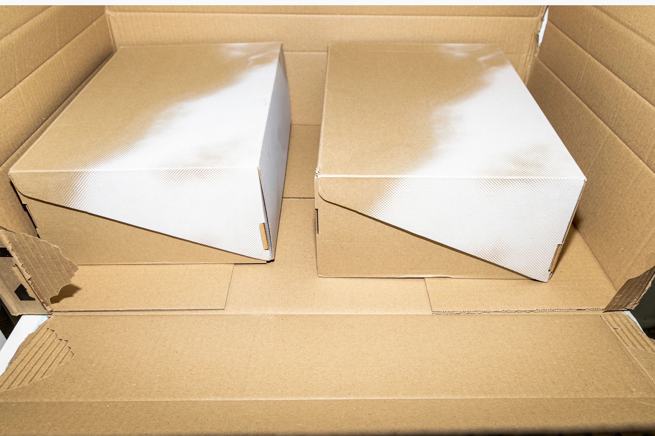 Shoe boxes packed for shipping